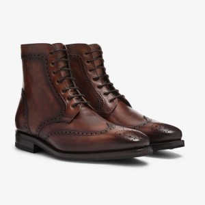 Thursday Boots Wingtip Veterlaarzen Heren Chocola | VCZ1258KW