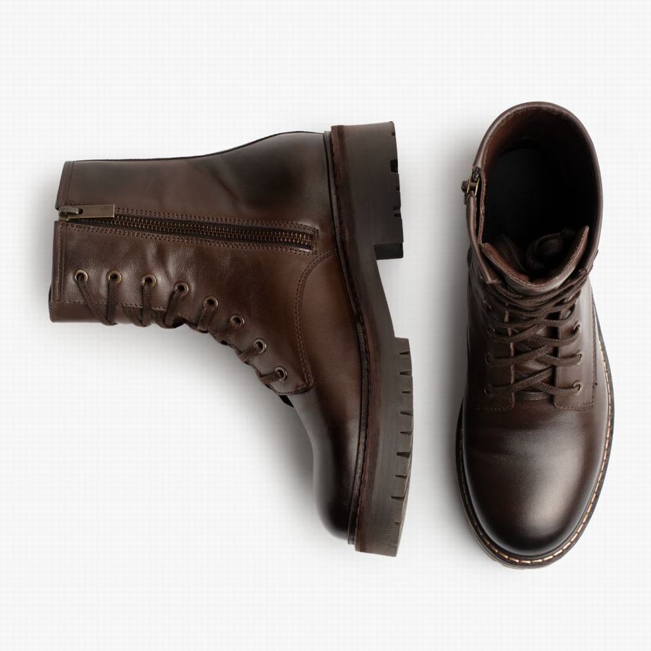 Thursday Boots Combat Veterlaarzen Dames Koffie | FEP8742CS